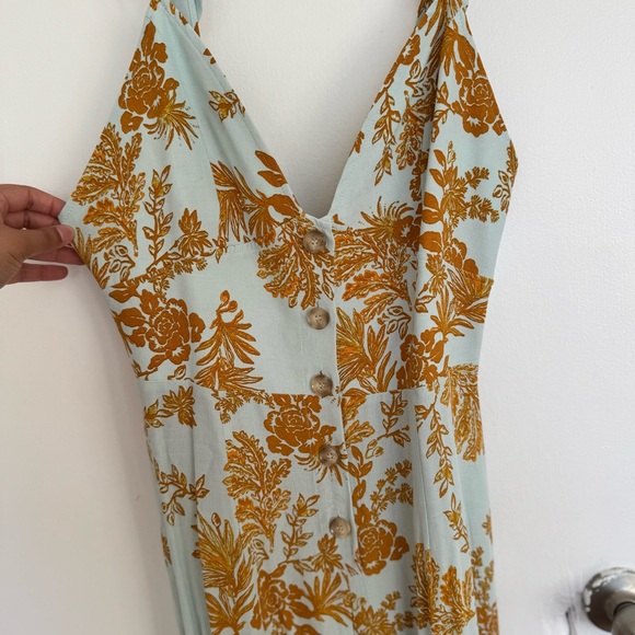 Free People Jumpsuit in Fashion Sky Blue and Burnt Orange Colors Sz 8 - Picture 3 of 8